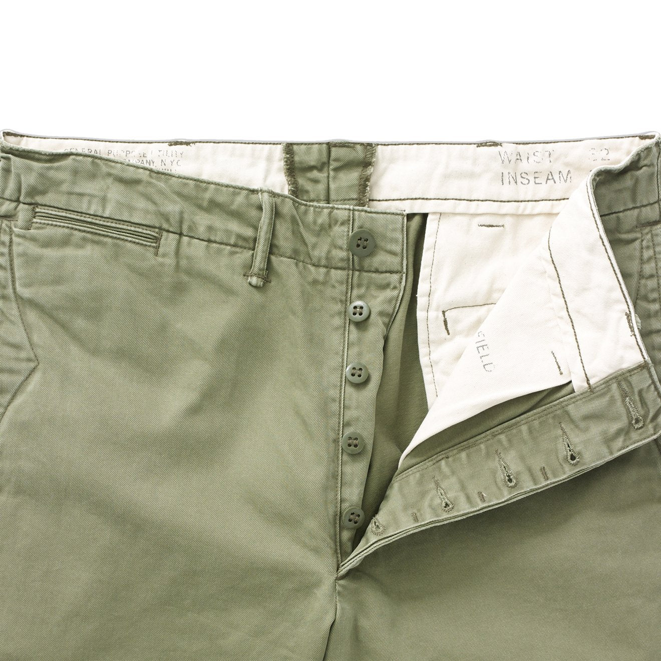 RRL by Ralph Lauren Officers Flat Pant Chino Olive | The Sporting Lodge